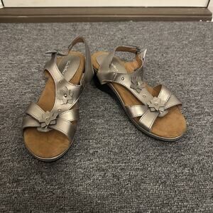 Thom Mcan Women's Size 8.5 M Wanda Wedge Sandal Bronze Leather Ankle Strap Shoe